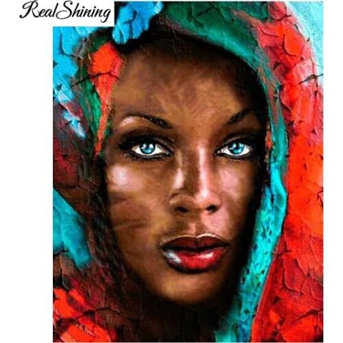 REALSHINING Diy Diamond Embroidery African Woman Needleworks Mosaic Diamond Painting Cross Stitch Hobbies Crafts FS1682
