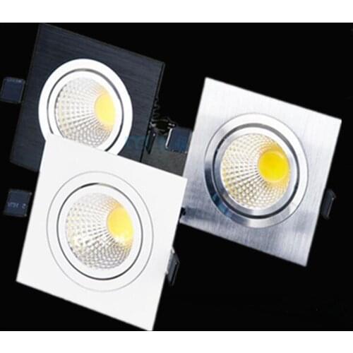 Free shipping LED square COB Downlight Dimmable ac80-240V 7W 9W 12W Recessed Led ceiling lamp Spot light Bulbs Indoor Lighting