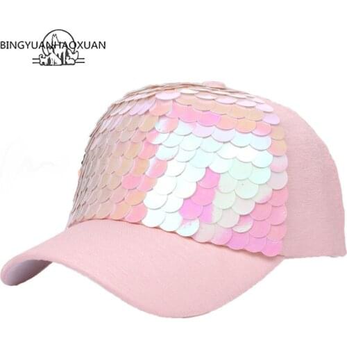 BINGYUANHAOXUAN 2018 Black Glitter Baseball Cap Women Bling Bling Dad Hat Female Snapback Hockey Hats Bone Female Gorras Cap