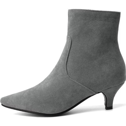Fashion Short Ankle Boots Women 2021 Spring Autumn Casual Women Short Ankle boots Women Shoes Heels Beige Grey Black Large Size