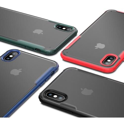 For Apple iPhone XS Max XR Case Soft Silicone+Hard PC Matte Transparent shockproof protect Back Cover Case for iPhone 7 8 plus