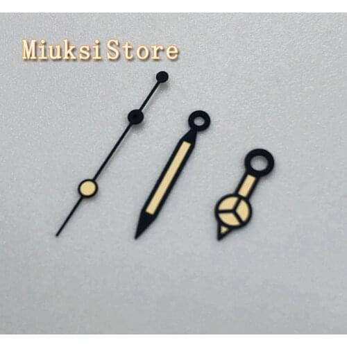 Bliger black yellow watch hands green luminous hands fit Miyota 8205 8215 821A Mingzhu DG2813 3804 movement