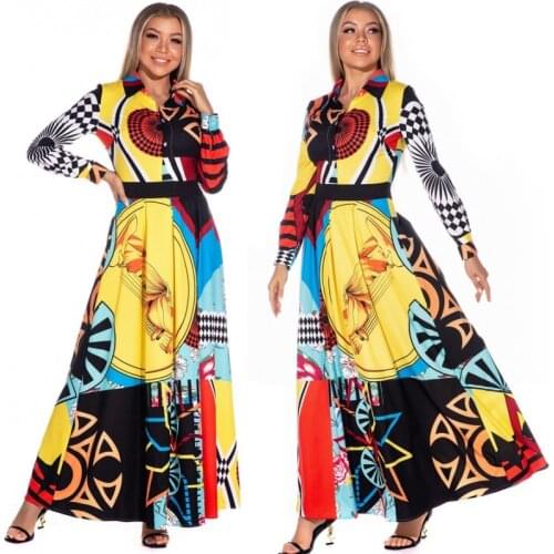 Dashiki Spring Autumn Long Sleeve Long Maxi Dress Ladies Traditional African Clothing African Dresses For Women