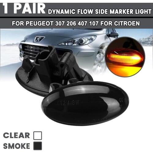 2x for Peugeot 307 206 407 107 for Citroen Dynamic Side Marker Day Light Flowing Led Turn Signal 12V Panel Lamp Side Light Amber