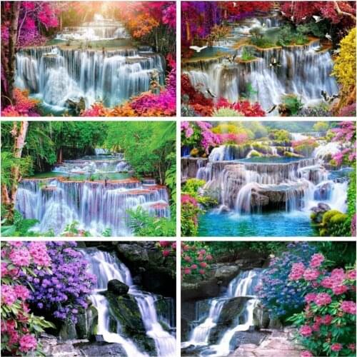 EverShine 5D DIY Diamond Mosaic Waterfall Cross Stitch Diamond Painting Spring Scenery Rhinestones Art Hobby Gift Home Decor
