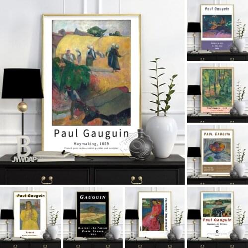 France Gauguin Exhibition Museum Poster, Wooded Path Haystacks In Brittany Young Christian Girl Wall Decor, Vintage Wall Picture