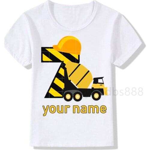 Birthday Boy Number Print T Shirt Mixer Truck Children Birthday Boy T-shirts Boy&Girl Funny Gift Tshirt Present Boys Clothes