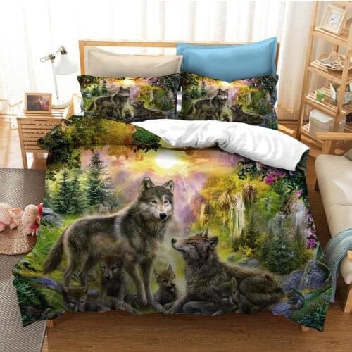 Wolves Animal 3D Print Scenery Comforter Bedding Set Duvet Covers Pillowcases Home Textile Luxury Winter Queen King Size Adults