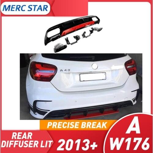 Adecuado para un difusor trasero de clase A W176 A45 2013, kit de 4 salidas de acero inoxidable, punta de escape A200 A220 A250