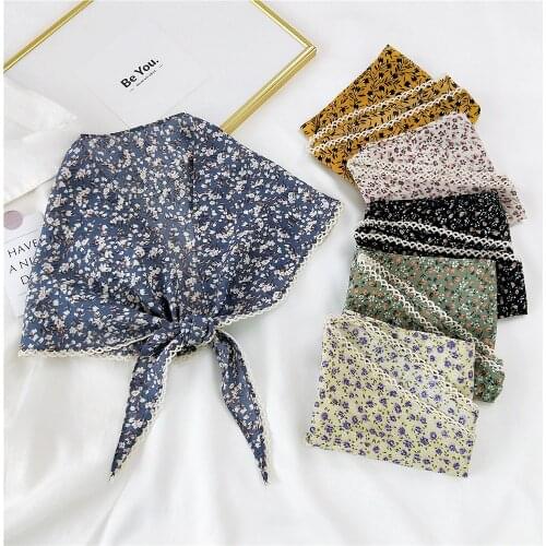 Linbaiway 2021 Floral Pattern Fake Collars for Women Detachable Shirt Bowknots Small Scarf Summer False Collar Neckwear Cape
