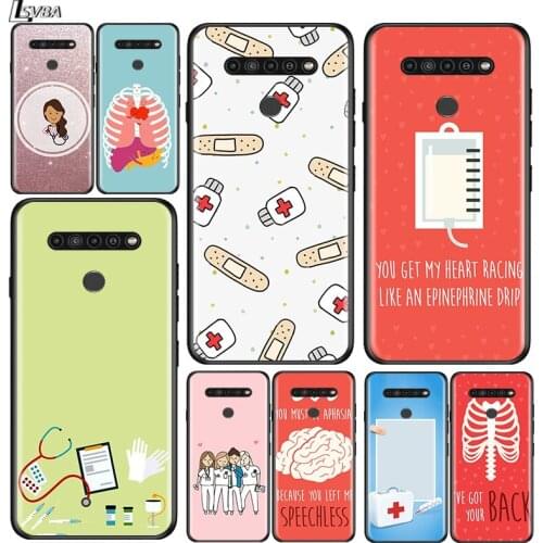 Nurse Medical for LG G8 G8S G8X V30 V35 V40 V50 V60 ThinQ Q60 K40 K50 K51 K61 K71 K92 K62 Soft Black Phone Case