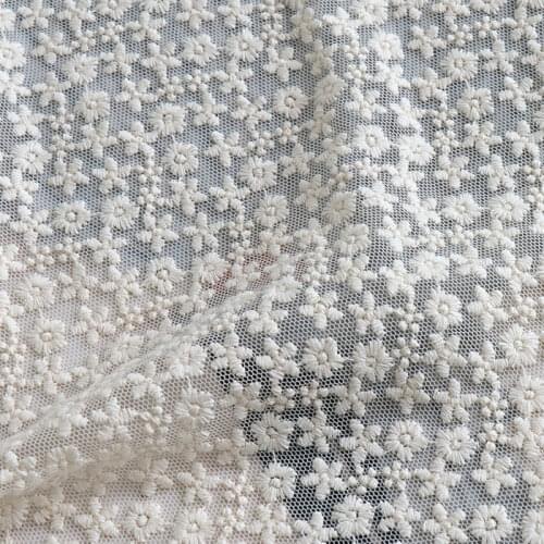 Yarn Fabric Small Daisy Embroidered mesh Lace Fabric Wedding Dress Fabric Accessories DIY Curtain Tablecloth Background Fabric