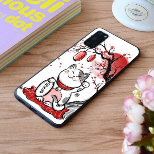 For Samsung Maneki Neko Print Soft Silicone Matt Case TPU Cover Galaxy S Note M and Galaxy A