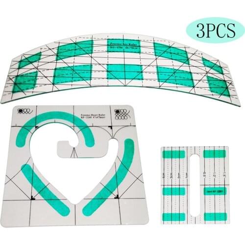 Non-slip Quilt Ruler freemo arc ruler freemo heart ruler 4"X4" Patchwork Quilting Template set #1set =3pcs
