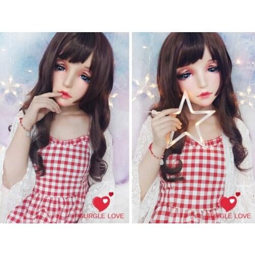 NEW-172) Female Resin Silica Dance Party Masks Halloween BJD Girl Doll Crossdresser Japan Kigurumi Anime Cosplay Mask with Wig