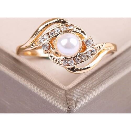 Charm Bohemia Pearl Rings for Women Wedding Party Gold Color Crystal Finger Ring Mothers Day Gift Fashion Jewelry Accessories