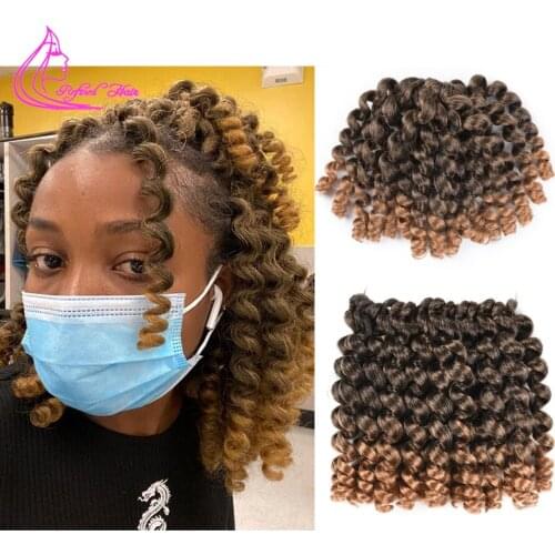 Ombre Braiding Hair 8 12inch Jumpy Wand Curl Crochet Braids Jamaican Bounce Synthetic Crochet Hair Extension for Women Girls