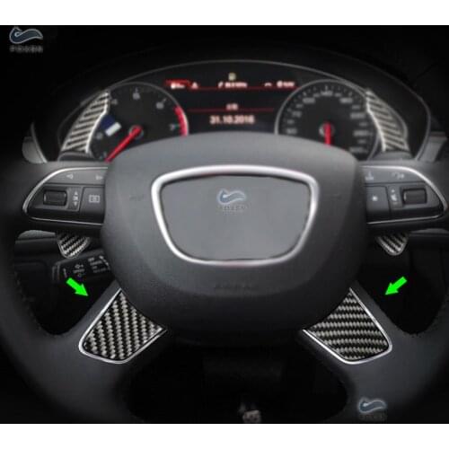 Car Carbon Fiber Steering Wheel Panel Cover Trim For Audi A6 C7 A6L 2012 2013 2014 2015 2016