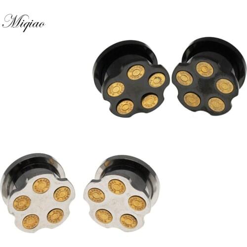 Miqiao 2pcs Hot New Product Stainless Steel Bullet-shaped Pulley Ear Expander 6mm-16mm Exquisite Human Body Piercing Jewelry