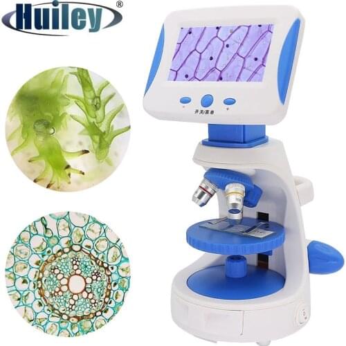 Portable 2000X Biological Microscope Top Bottom LED Light 4.3 inch HD Screen Illuminated Microscope Children Experiment Tools