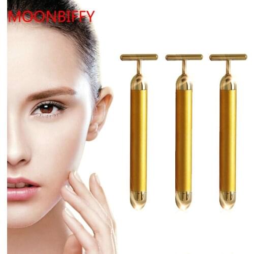 Energy Beauty Bar Slimming Face 24k Gold Vibration Facial Beauty Roller Massager Stick Lift Skin Tightening Wrinkle Bar Skin Car