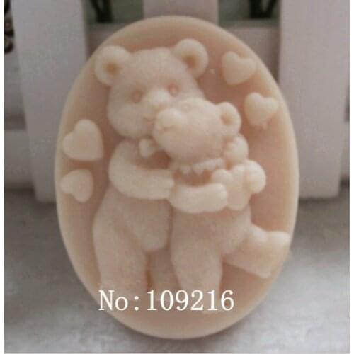 Wholesale!!!1pcs Couple Bears (ZX54) Silicone Handmade Soap Mold Crafts DIY Mould