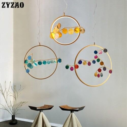 Nordic Living Room Home Deco Agate Pendant Lights Bedroom Bedside Lamp Postmodern Designer Hanglamp Dining Room LED Pendant Lamp