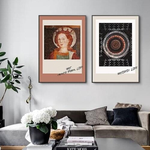 Nordic Retro Figure church wall art Canvas posters Painting Prints literary art Pictures for Living Room Postmodern Home Decor