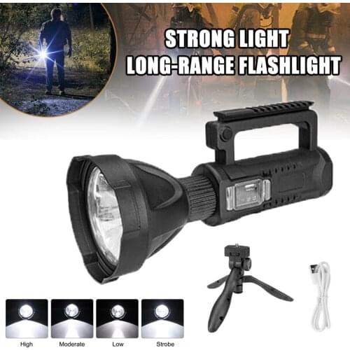 P50 LED Searchlight Spotlight Rechargeable Camping Flashlight Portable Torch Lamp with Tripod+USB Charging Cable For Outdoor