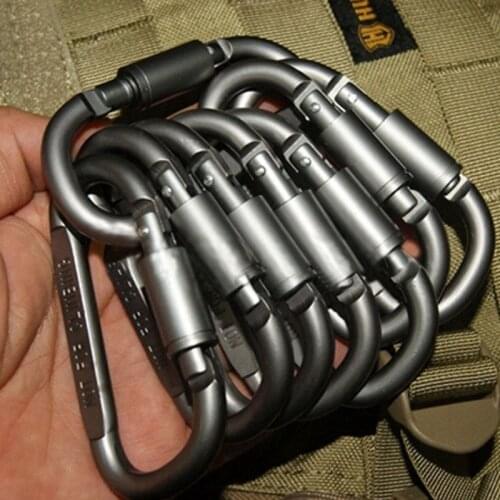 Clip Outdoor Buckle keychain chain screw Hang Quickdraw Carabiner Climb Camp survive Hike 2Pcs D ring Snap Hook Clasp Aluminum