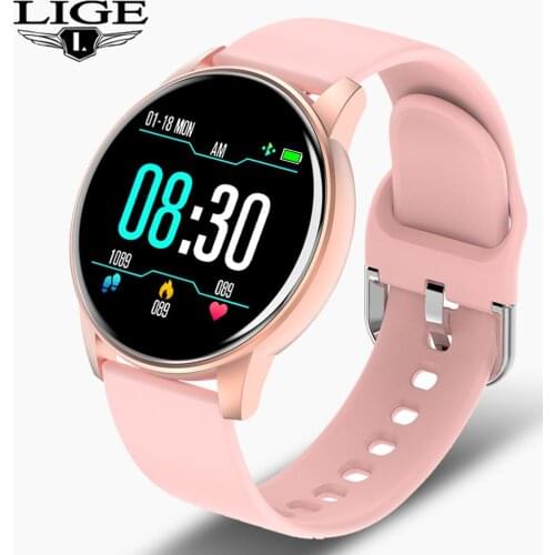 LIGE 2020 SmartWatch Heart Rate and Blood Pressure Phone Message Reminder Gym Tracker Sports Smart Watch for iPhone iOS Android