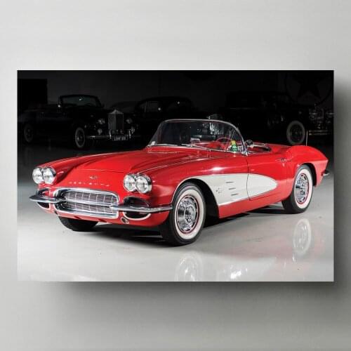 Modern Wall Art DIY Framed Canvas Painting Corvette Cabriolet Vintage Car Retro Vehicle Picture Print Posters Living Room Decor