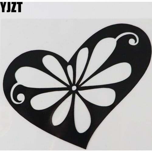 YJZT 14.5CMX12.2CM Creative Heart Flower Scroll Decal Vinyl Car Sticker Black/Silver 8A-1115
