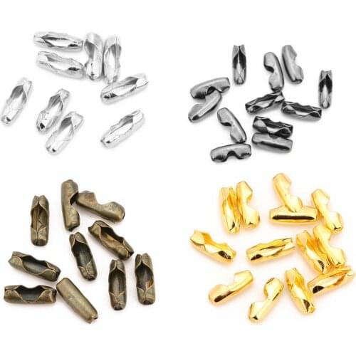 200pcs 1.5mm 2mm 2.4mm Ball Chains Connectors Clasps Gold Color Metal End Clasps Crimp Beads For Diy Jewelry Making Accessories