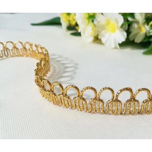 1M High Quality Gold Lace Fabric Applique Lace Ribbon Trim Width 1.2cm Guipure Laces Sewing Trimmings For Clothing dentelle RT16