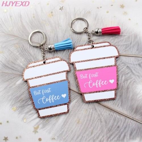 1piece) KC041-Acrylic Coffee Keychain, Keychain for Women, But First Coffee, Coffee Cup Keychain