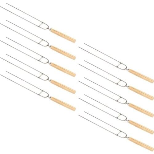 10Pcs Stainless Steel U- Shaped Barbecue Forks Fork Marshmallow Roasting Sticks Smores Skewers for Outdoor Grilling