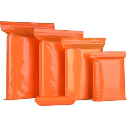 100Pcs Orange Plastic Zip Lock Self Seal Bag Resealable Reclosable Gift Craft Sundries Grocery Jewelry Storage Packaging Pouches