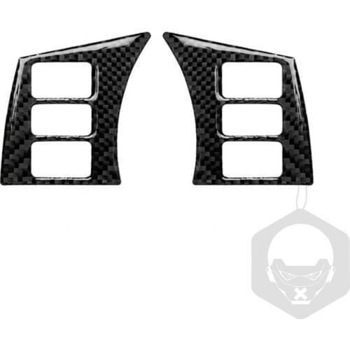 2Pcs Steering Wheel Button Frame Trim Self-adhesive Waterproof Carbon Fiber Car Sticker for Nissan 350Z 2003-09 Left Right Drive