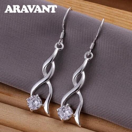 2021 New Arrival 925 Silver Twist Long Dangle Earring For Women Fashion Jewelry Gifts