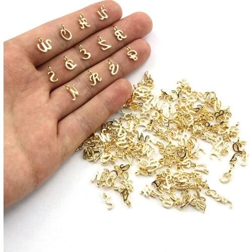 52pcs Random Mixed Shape Ancient Letters Charms Gold 26 Letter Pendants For DIY Necklace Keychain Jewelry Gifts Making Tools