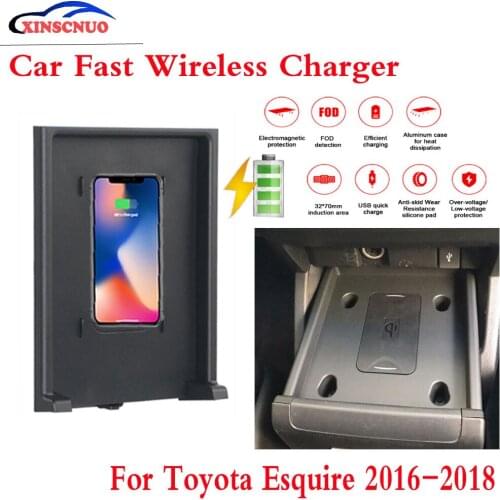 10W QI Car wireless Charger For Toyota Esquire 2016 2017 2018 Fast Charging Case Plate Central Console Storage Box