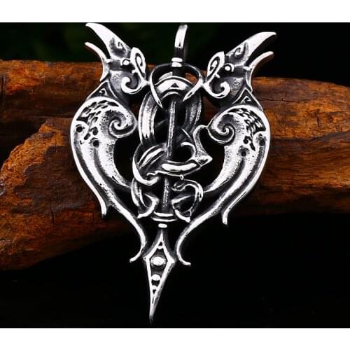 Beier 316L stainless steel Viking Double Owl Bird Mens Pendant Necklace Classic Animal Pirate High Quality Jewelry LLBP8-456P