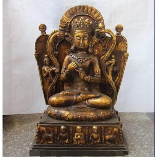Free shipping S03429 26 Tibet Buddhism Copper Bronze Boy Bodhisattva Kwan-yin Guanyin Buddha Statue