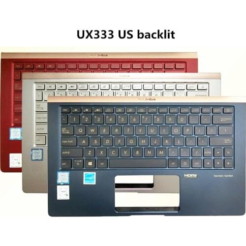 Laptop/noebook US Backlight Keyboard upper Shell Cover case for Asus Deluxe13 Zenbook S13 UX333 UX333F UX333FN U3300F Gold Blue