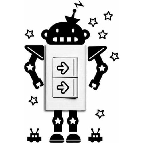 DIY Cartoon Robot Childrens Room Decorative Wall Stickers Switch Decals 4WS0156