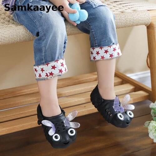 0-6y Kids Mules Clogs Summer Baby Boys Girls Sandals Cartoon Wings Toddler Beach Slippers Children Flat Heel Garden Shoes y13
