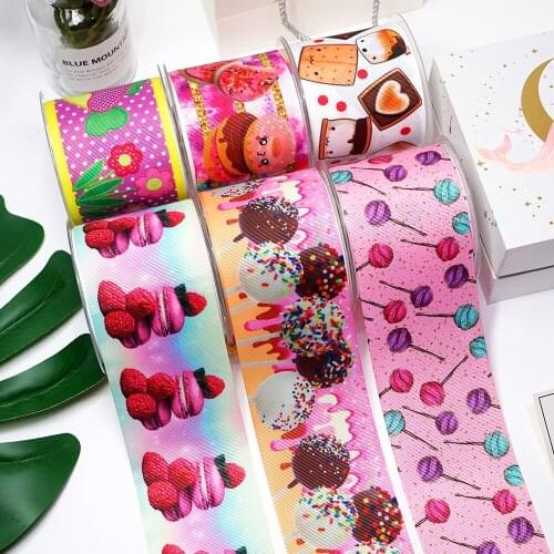 DIY Cartoon Dessert Printed Grosgrain Ribbon For Craft Supplies Sewing Accessories 5 Yards. 22581