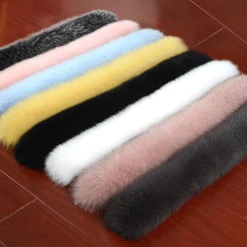 Women Real Fox Fur Collar Scarf Winter Coat Hood Trim 100% Natural Fox Fur Collar Scarves Thick warm Big Fur shawl Custom Made
