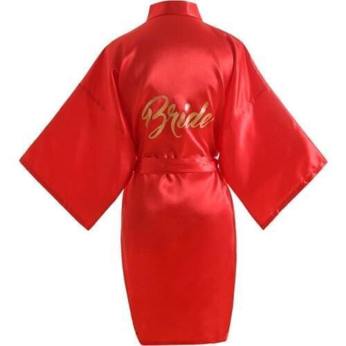 Shanghai Story Satin Bridal Robes Kimono Wedding Party Getting Ready Robe with Bride Gold Glitter 10 Color